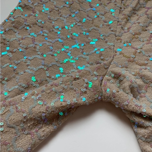 ANTHROPOLOGIE ETT TWA SHOW STOPPER size 12 light tan wide leg cropped w/ sequins - Picture 8 of 8